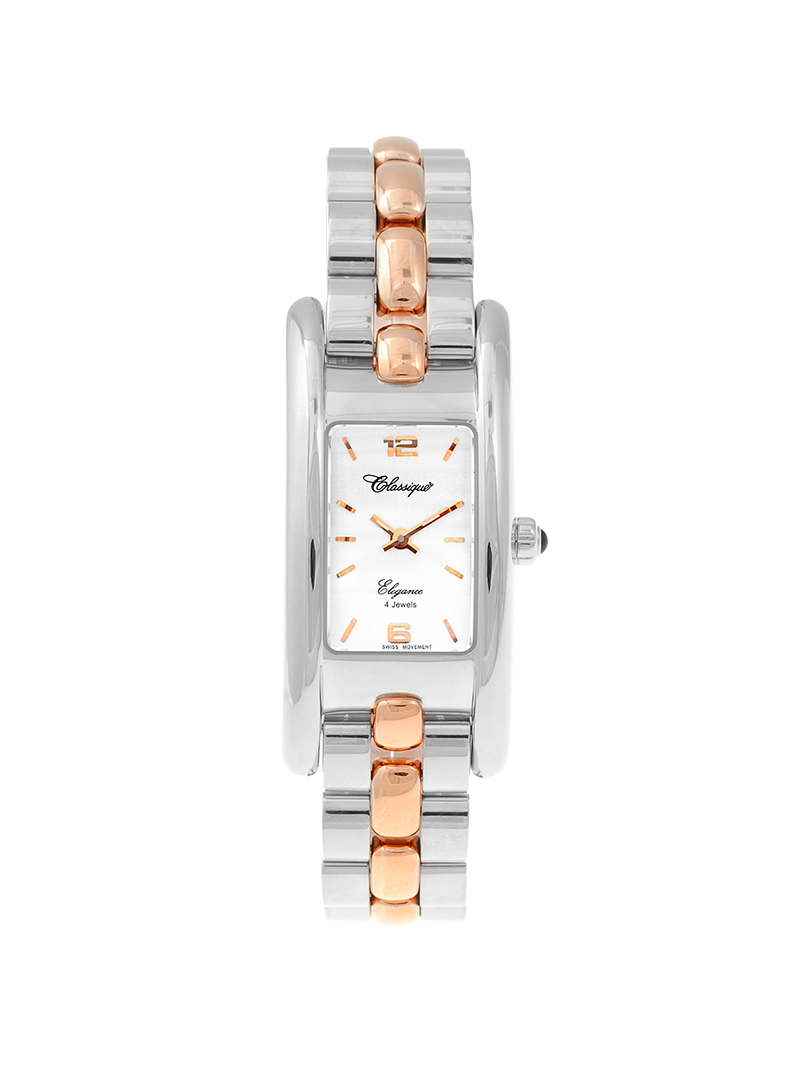 Case Two Tone Rose Gold Plated Stainless Steel Dial White Dial Rose Arabic Bracelet