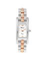 Case Two Tone Rose Gold Plated Stainless Steel Dial White Dial Rose Arabic Bracelet