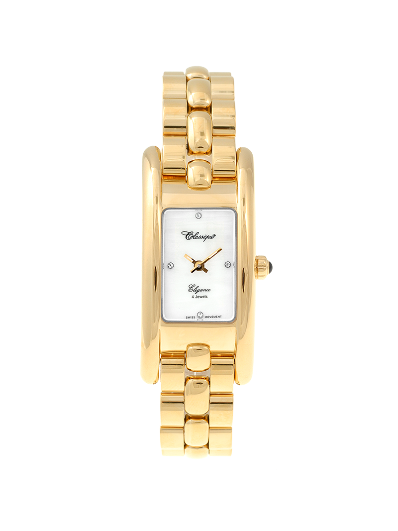 Case Gold Plated Stainless Steel Dial Mother of Pearl Dial Stone Bracelet