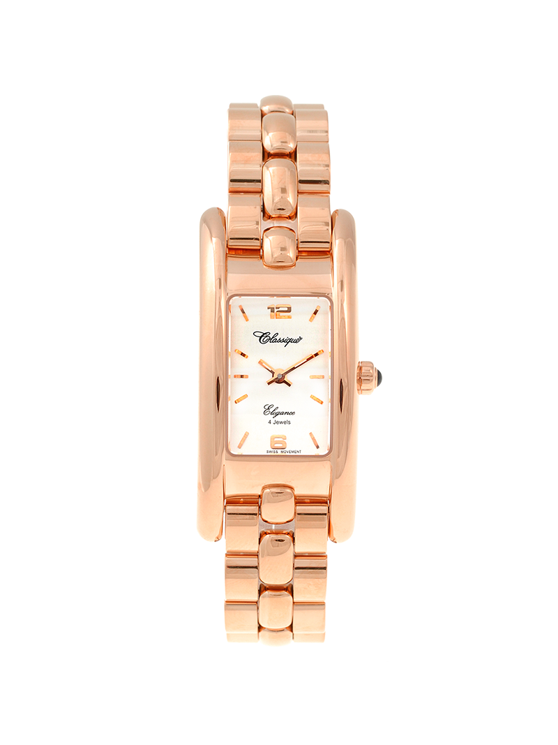 Case Rose Gold Plated Stainless Steel Dial White Dial Rose Arabic Bracelet