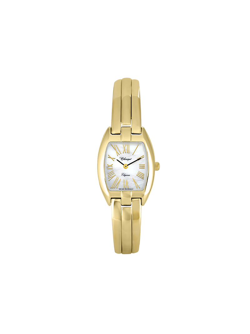 Case Gold Plated Stainless Steel Dial Mother of Pearl Dial Champagne Roman Half Bangle