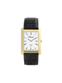 Case Gold Plated Stainless Steel Dial White Dial Black Roman Leather Black