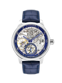 Case Stainless Steel Dial Blue Dial Silver Arabic Leather Blue