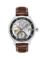 Case Stainless Steel Dial Black Dial Silver Roman Leather Brown