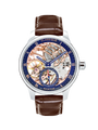 Case Stainless Steel Dial Blue Dial Rose Roman Leather Brown