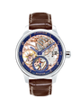 Case Stainless Steel Dial Blue Dial Rose Arabic Leather Brown