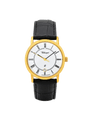 Case Gold Plated Stainless Steel Dial White Dial Black Roman Leather Black