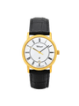 Case Gold Plated Stainless Steel Dial White Dial Black Roman Leather Black