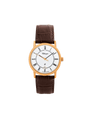 Case Rose Gold Plated Stainless Steel Dial White Dial Black Roman Leather Brown