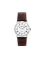 Case Rhodium Plated Stainless Steel Dial White Dial Black Roman Leather Brown