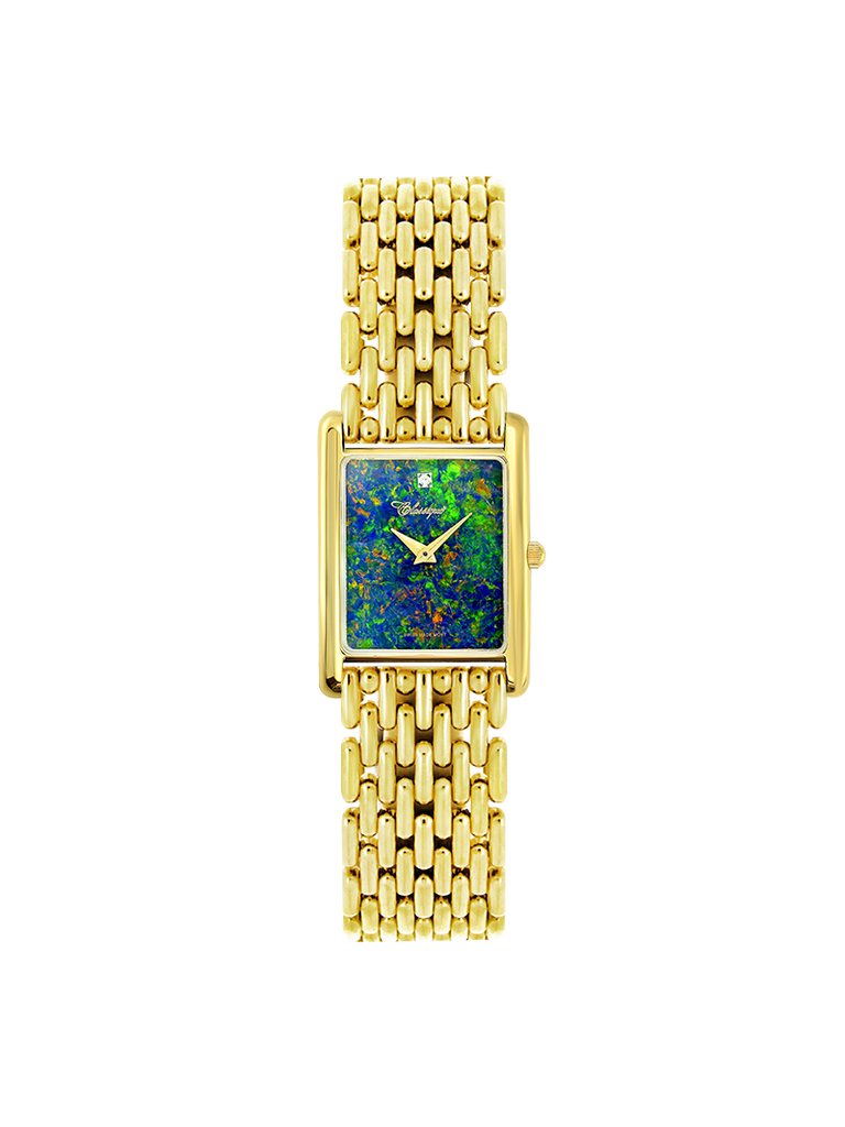 Case Gold Plated Stainless Steel Dial Opal Dial Diamond Bracelet
