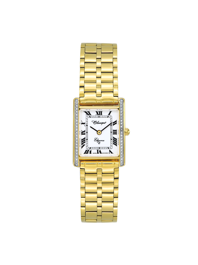 Case Gold Plated Stainless Steel Dial White Dial Black Roman Bracelet
