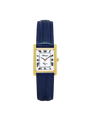 Case Gold Plated Stainless Steel Dial White Dial Black Roman Leather Blue