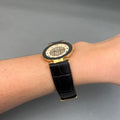 Case Gold Plated Stainless Steel Dial Champagne Dial Black Roman Band Leather