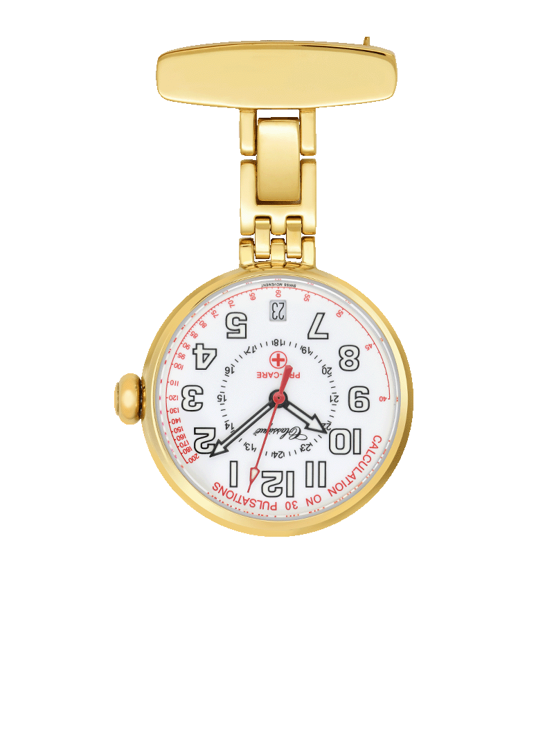 pro care nurse gold plated stainless steel 30mm swiss quartz watch