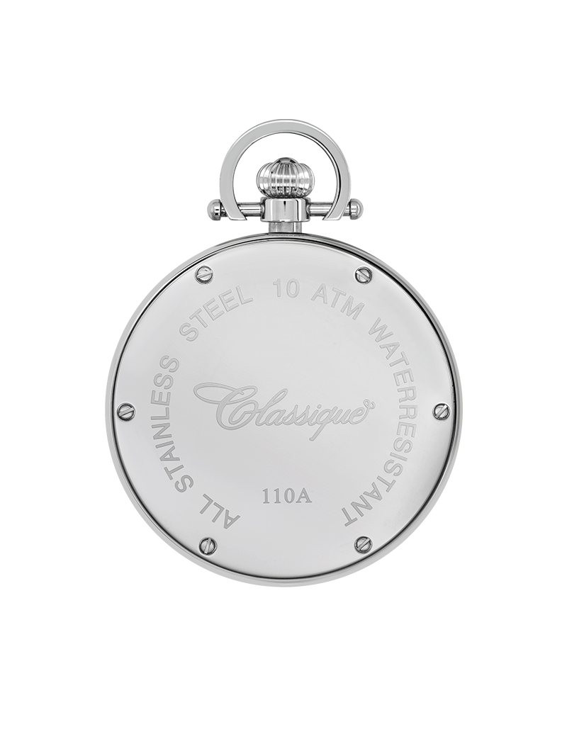 Case Rhodium Plated Stainless Steel Dial Brown Leather Pouch