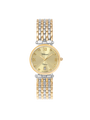 Case Two Tone Gold Plated Stainless Steel Dial Champagne Dial Square Stone Bracelet