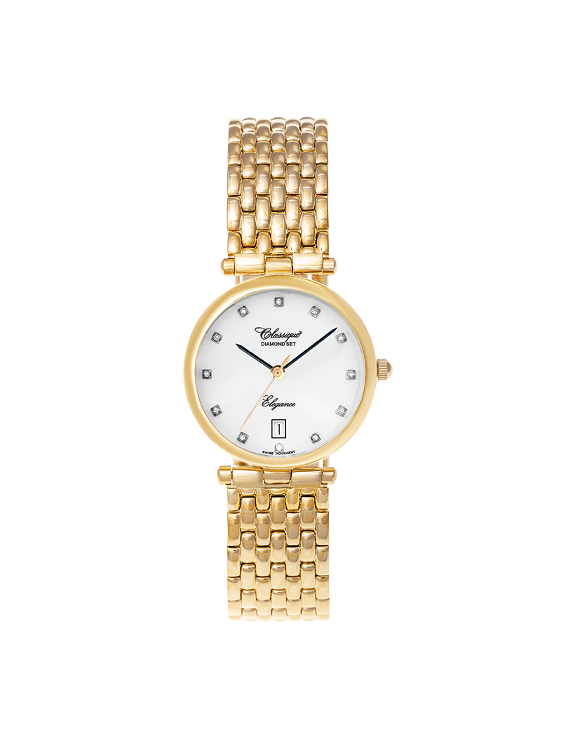 Case Gold Plated Stainless Steel Dial White Dial Diamond Bracelet