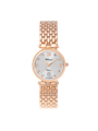 Case Rose Gold Plated Stainless Steel Dial Silver Dial Square Stone Bracelet