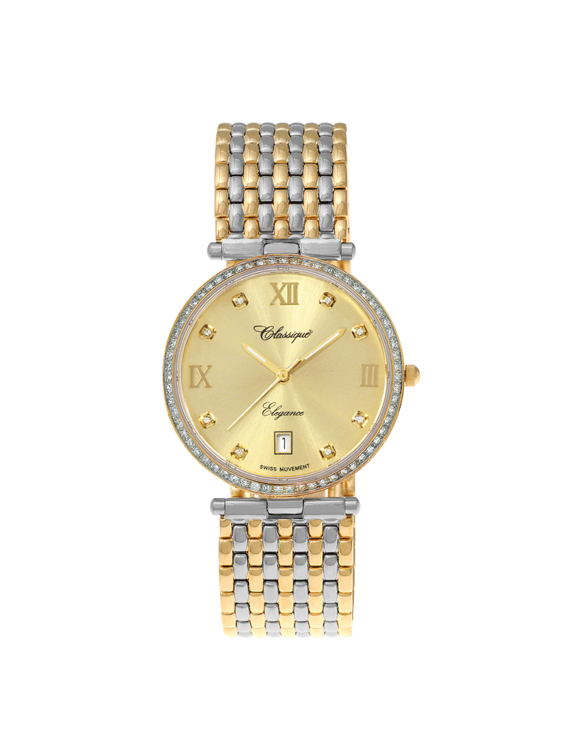 Gold tone case gold tone stainless steel watch sale