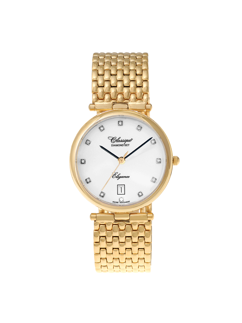 Case Gold Plated Stainless Steel Dial White Dial Diamond Bracelet