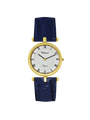 Case Gold Plated Stainless Steel Dial White Dial Black Roman Leather Blue