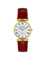 Case Gold Plated Stainless Steel Dial White Dial Black Roman Leather Red