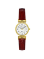 Case Gold Plated Stainless Steel Dial White Dial Black Arabic Leather Red