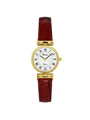 Case Gold Plated Stainless Steel Dial White Dial Black Roman Leather Red