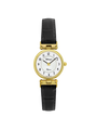 Case Gold Plated Stainless Steel Dial White Dial Black Arabic Leather Black