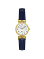 Case Gold Plated Stainless Steel Dial White Dial Black Arabic Leather Blue