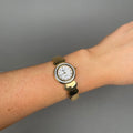 Case Gold Plated Stainless Steel Dial White Dial Black Roman Half Bangle