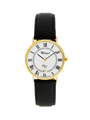 Case 9ct Gold Dial White Dial Black Roman Leather Black