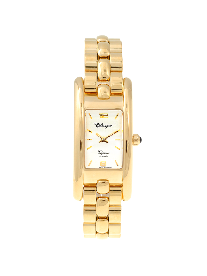 Case Gold Plated Stainless Steel Dial White Dial Champagne Arabic Bracelet