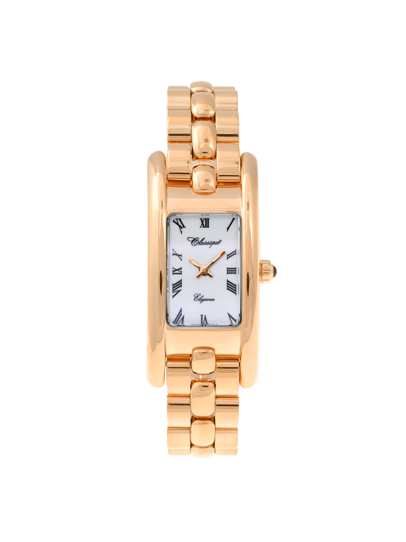 Case Rose Gold Stainless Steel Dial White Dial Black Roman Bracelet