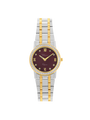 Case Two Tone Gold Plated Stainless Steel Dial Brown Dial Square Stone Bracelet