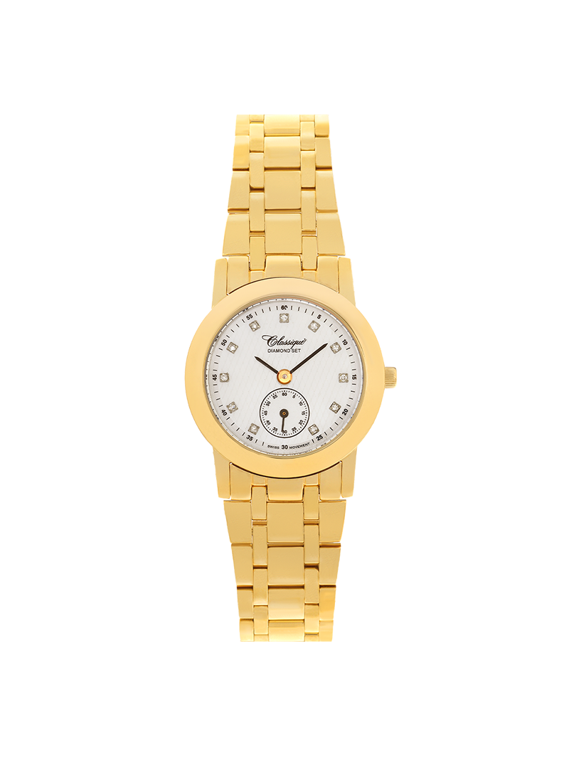 Case Gold Plated Stainless Steel Dial Mother of Pearl Dial Diamond Bracelet