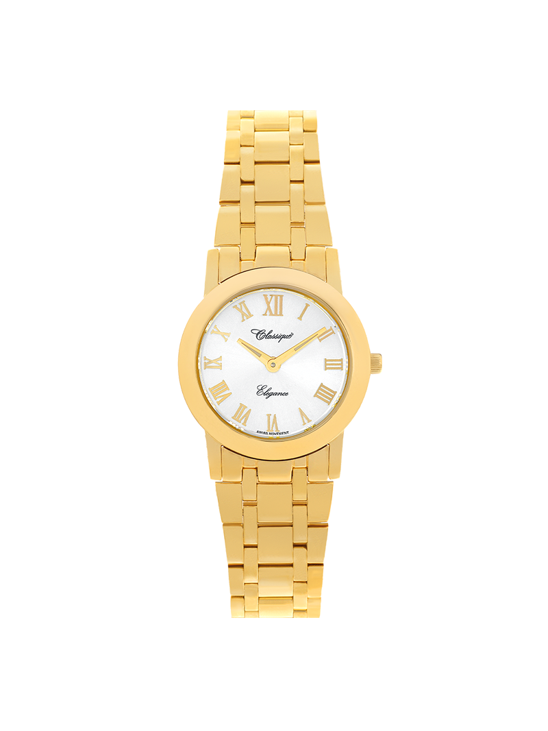 Case Gold Plated Stainless Steel Dial Silver Dial Champagne Roman Bracelet