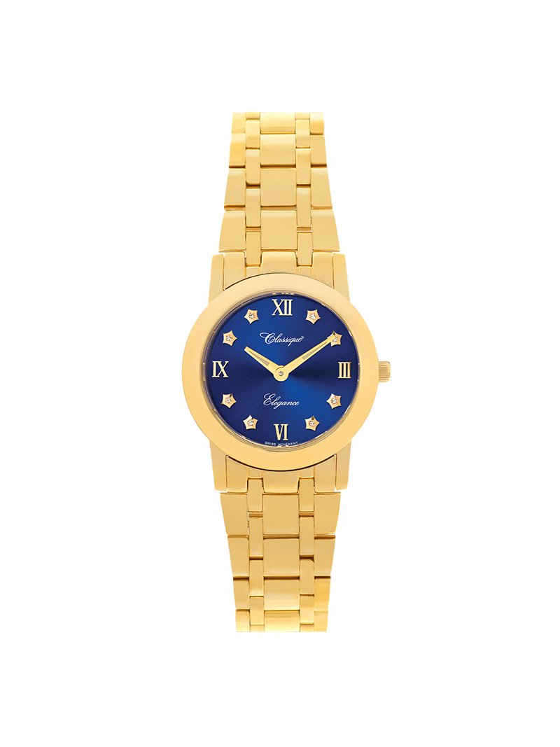 Case Gold Plated Stainless Steel Dial Blue Dial Star Stone Bracelet