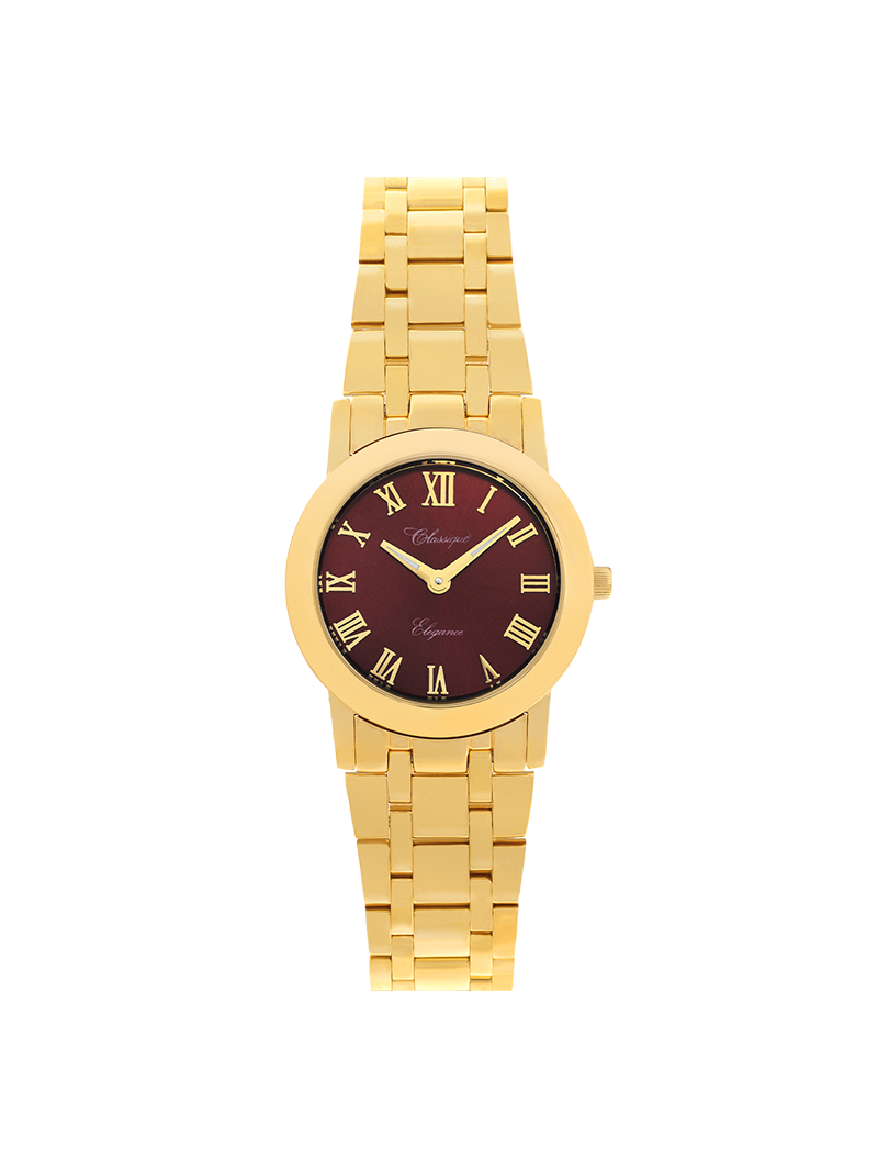 Case Gold Plated Stainless Steel Dial Brown Dial Champagne Roman Bracelet