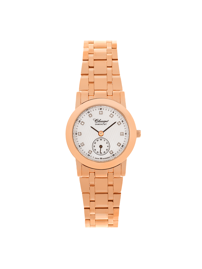 Case Rose Gold Plated Stainless Steel Dial Mother of Pearl Dial Diamond Bracelet