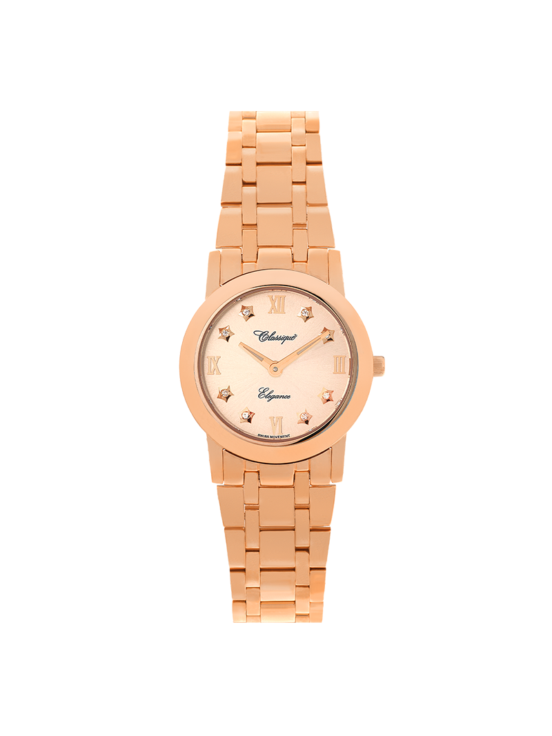 Case Rose Gold Plated Stainless Steel Dial Rose Dial Star Stone Bracelet