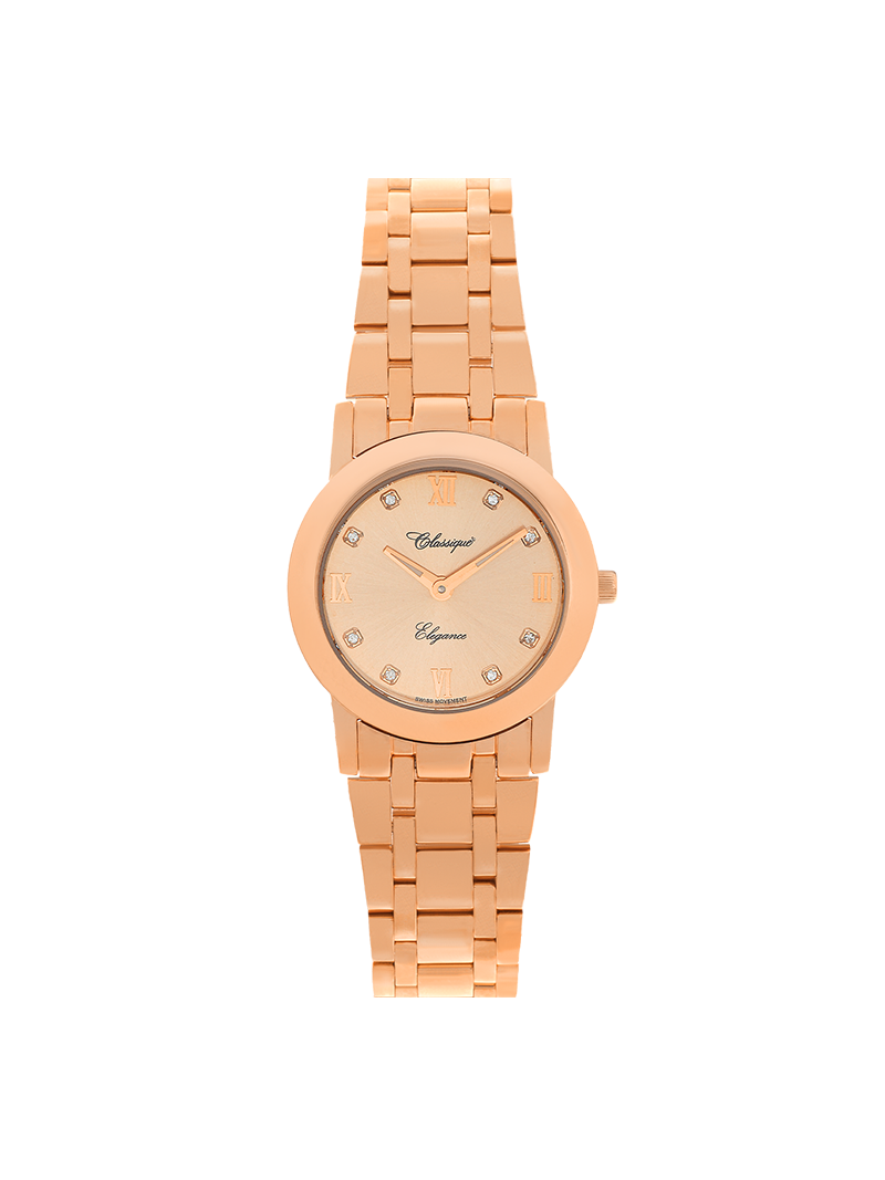 Case Rose Gold Plated Stainless Steel Dial Rose Dial Square Stone Bracelet