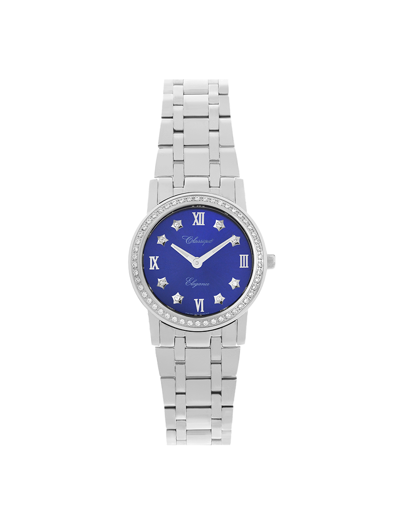 Case Stainless Steel Dial Blue Dial Star Stone Bracelet