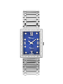 Case Stainless Steel Dial Blue Dial Square Stone Bracelet