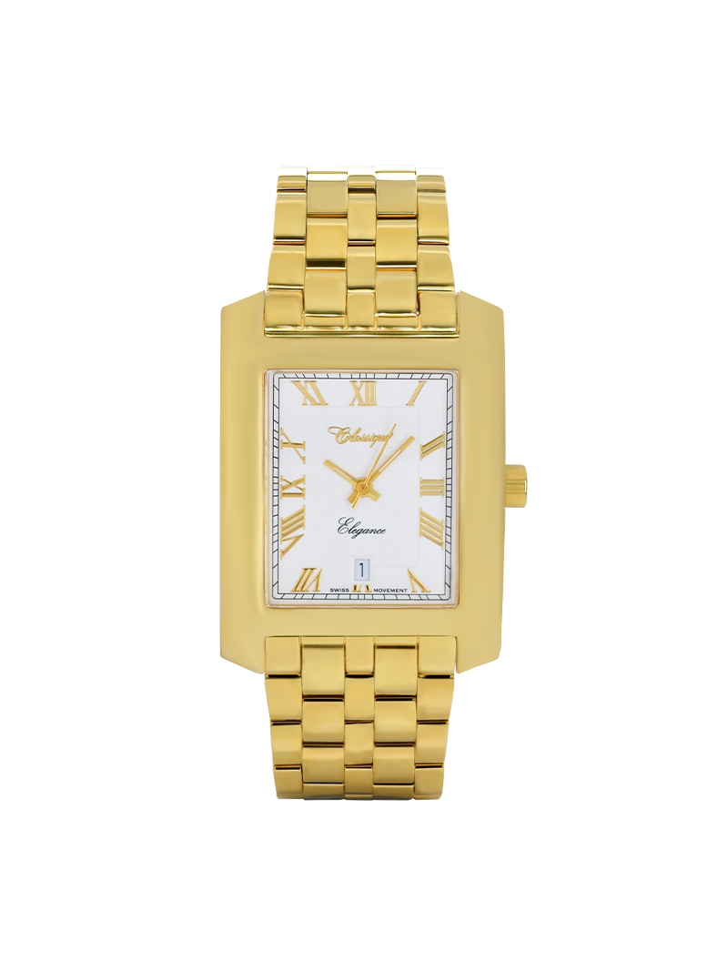 Case Gold Plated Stainless Steel Dial White Dial Champagne Roman Bracelet
