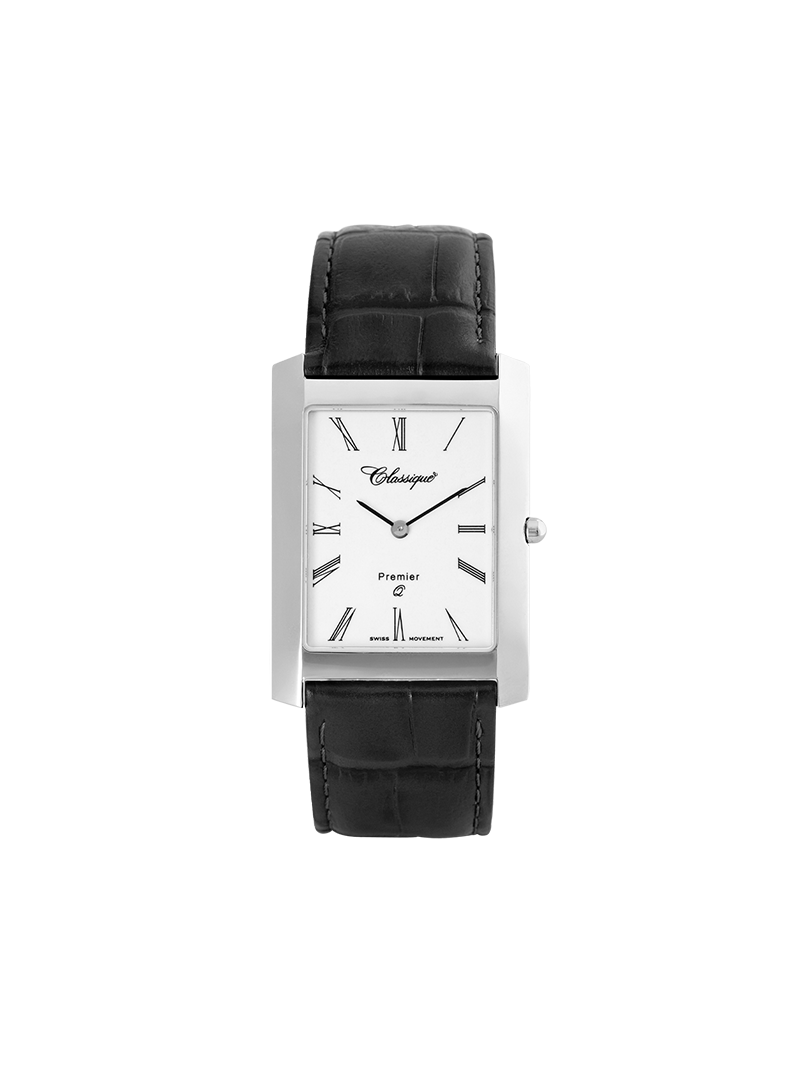 Case Stainless Steel Dial White Dial Black Roman Leather Black