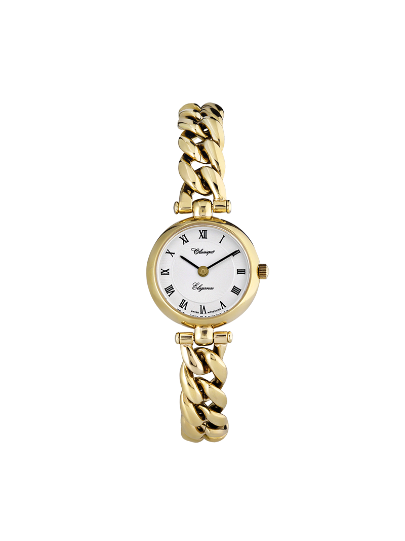 Case Gold Plated Stainless Steel Dial White Dial Black Roman Bracelet