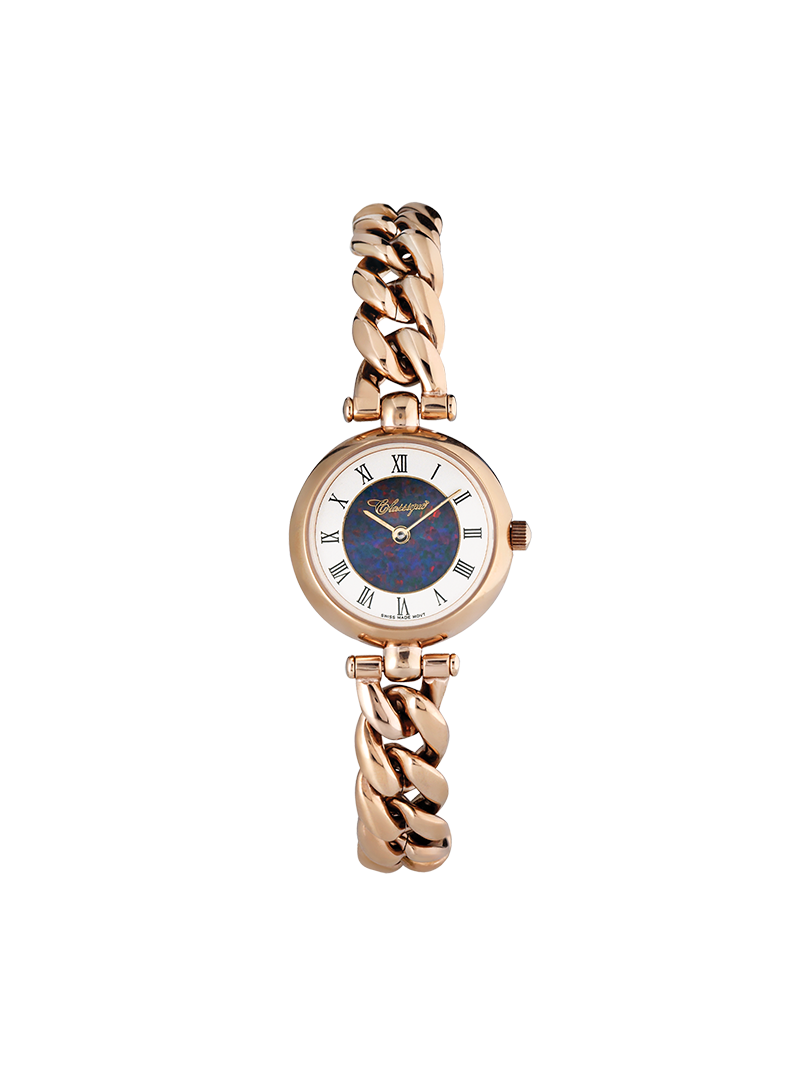 Case Rose Gold Plated Stainless Steel Dial Opal Dial Black Roman Bracelet