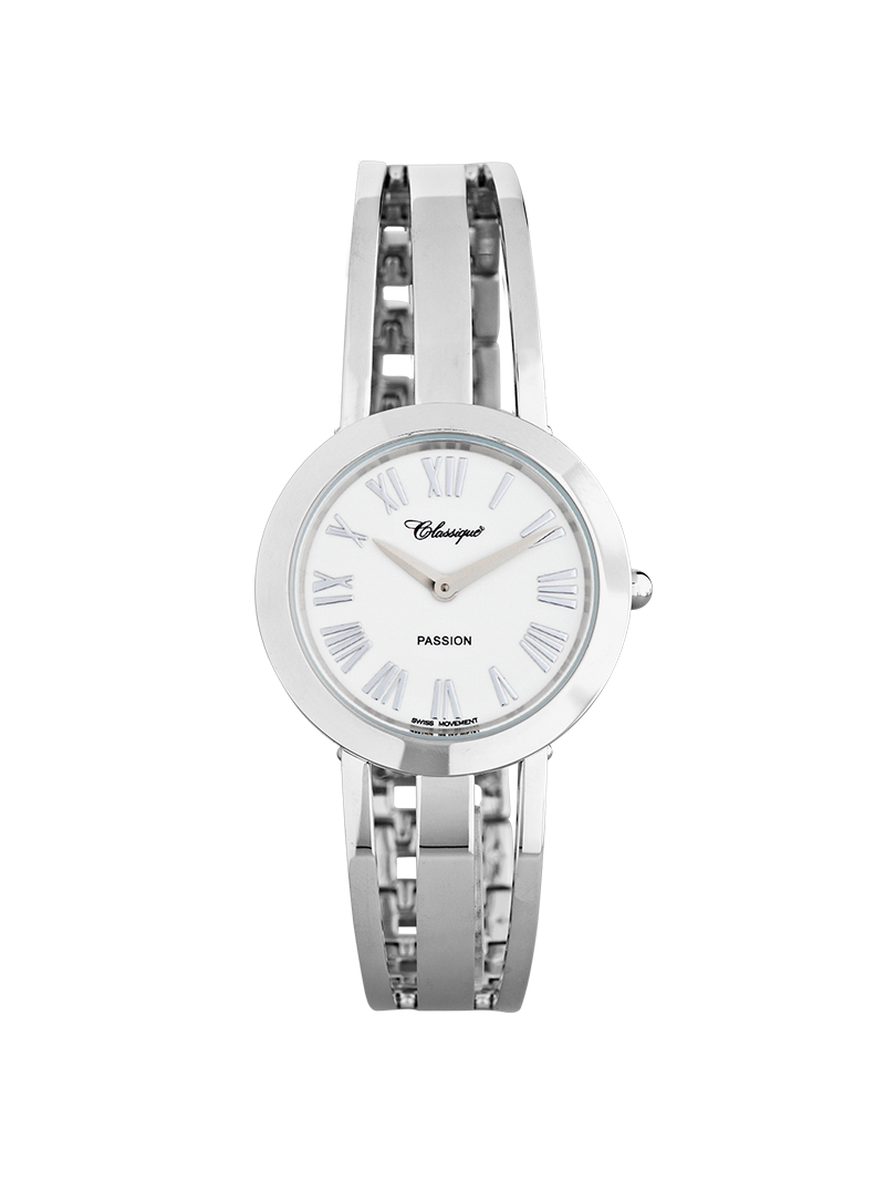 Case Stainless Steel Dial White Dial Silver Roman Half Bangle